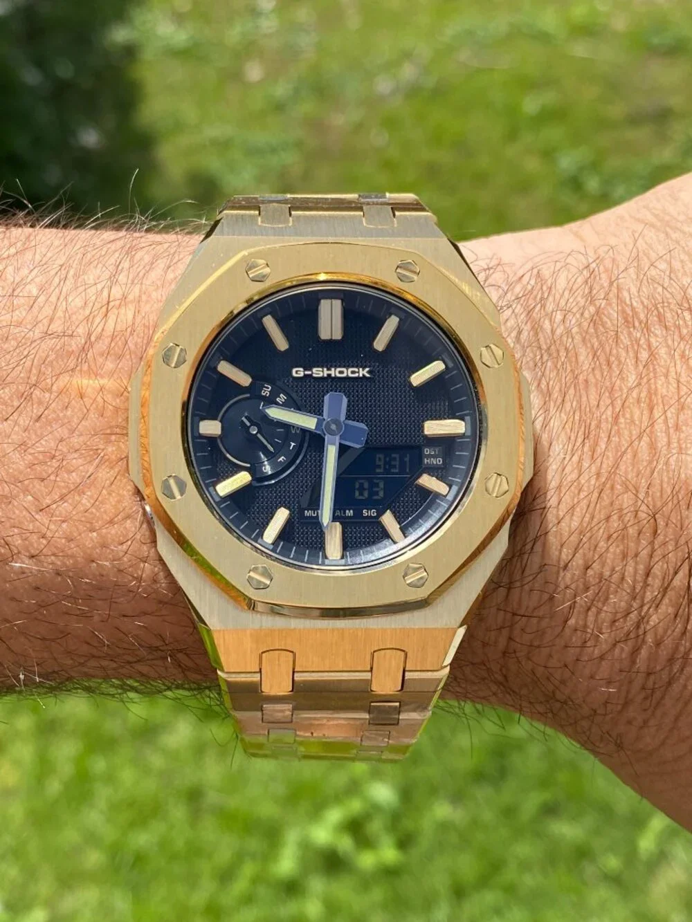 New Casio G-Shock yellow Gold Color GA2100 Luxe black gold custom modification